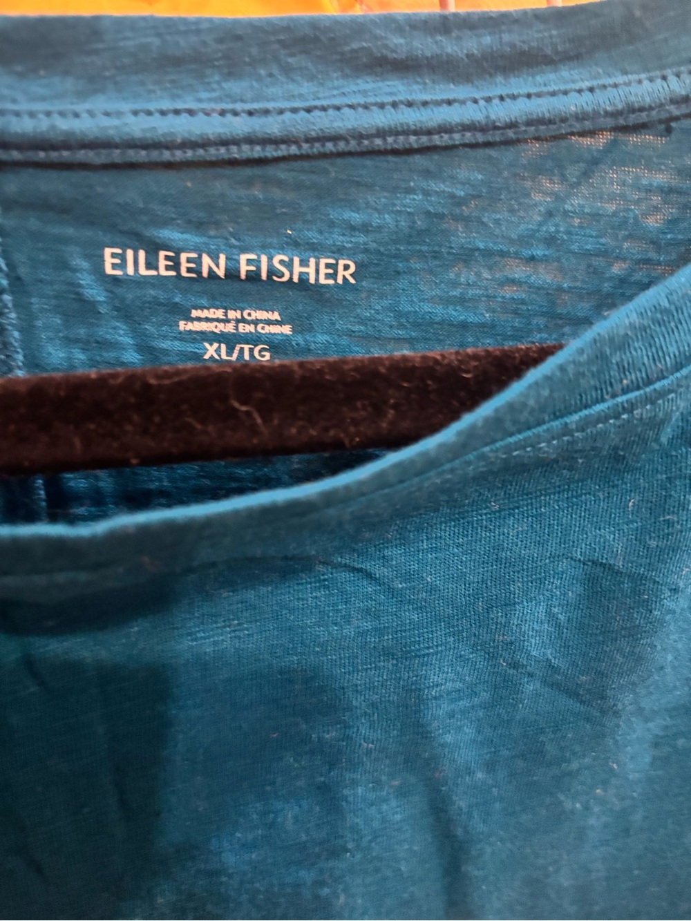 Eileen Fisher Teal Boat-Neck Long-Sleeve Tee - Picture 3 of 6